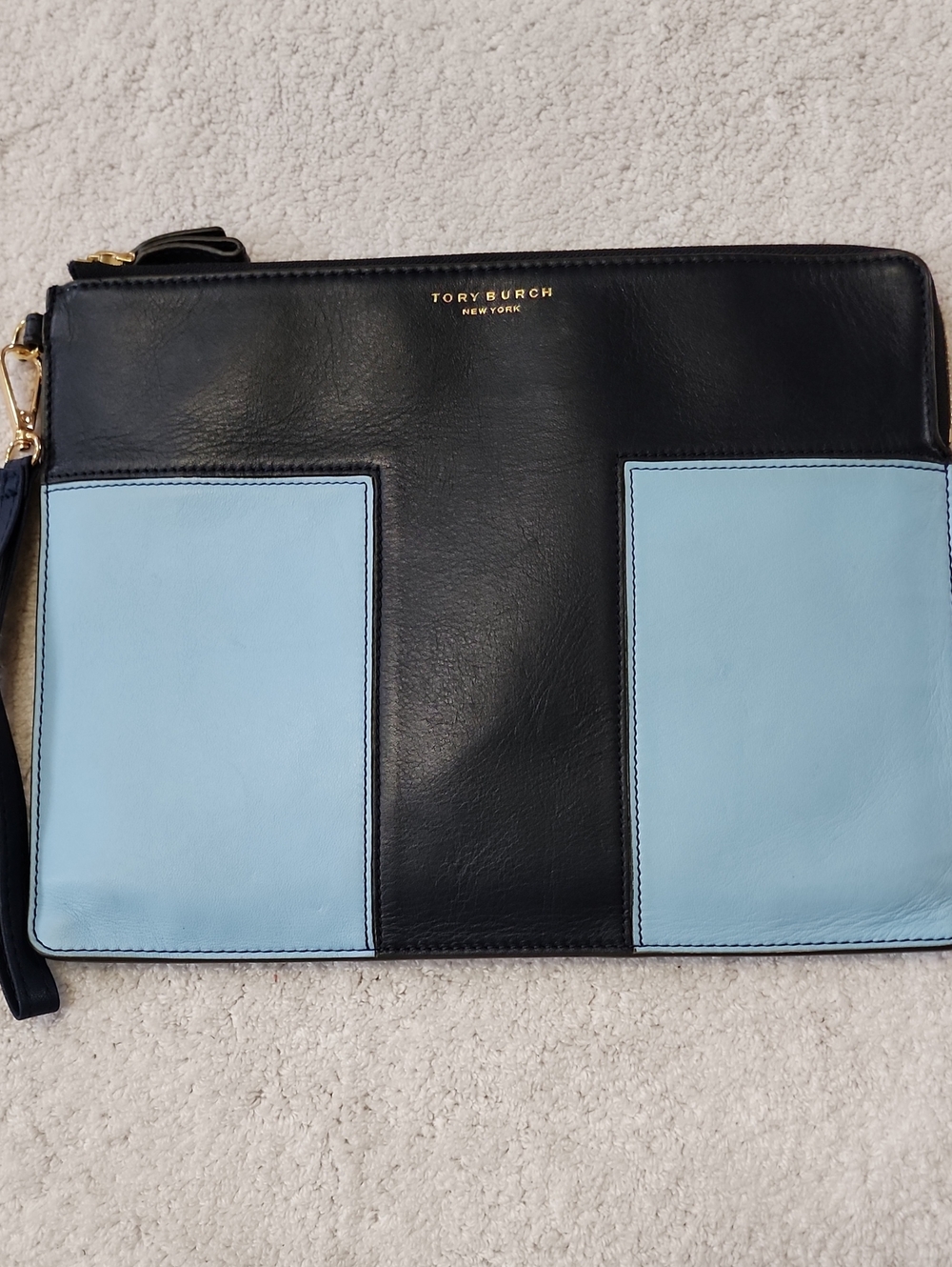 Tory Burch Women's Blue T Leather Tablet Case Preowned